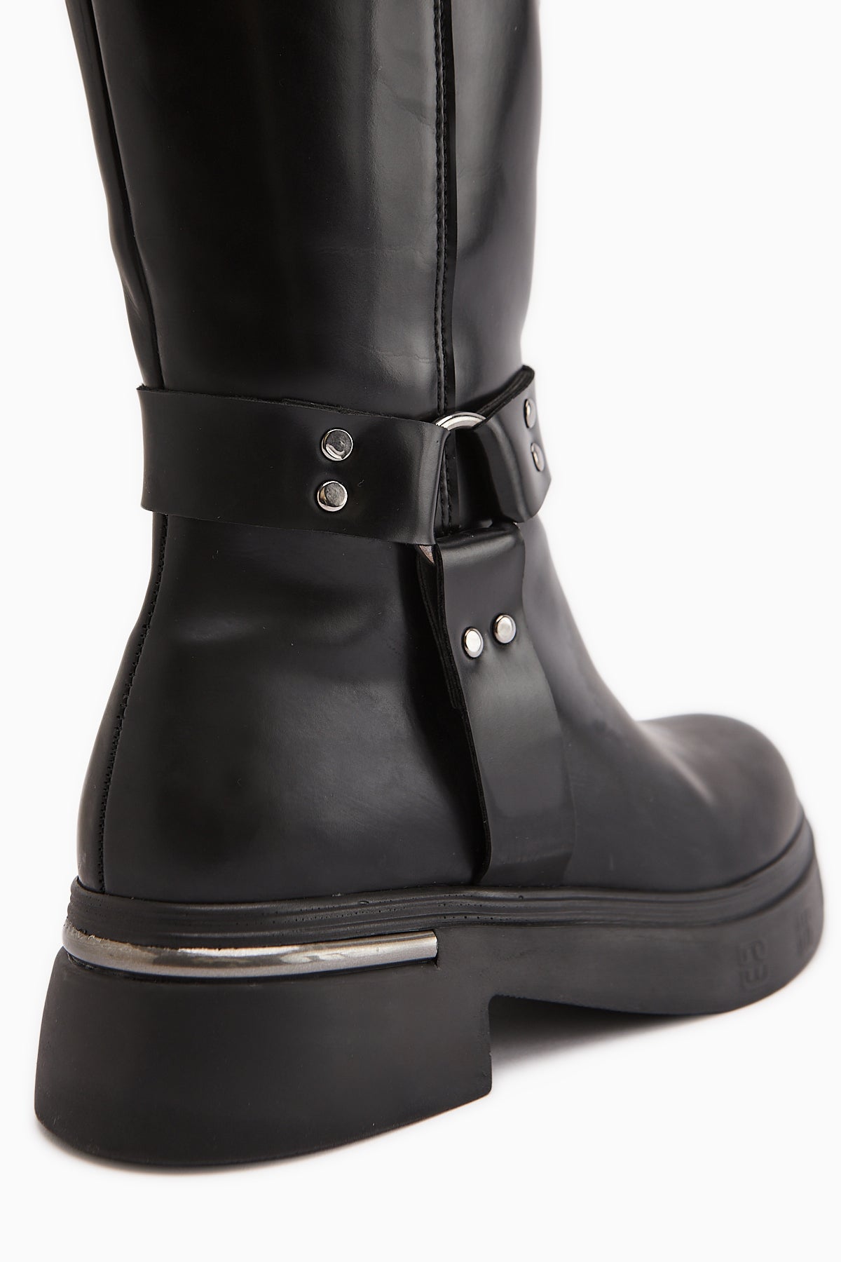 Lani Black Patent Buckle and Stud Detailed Women’s Boots