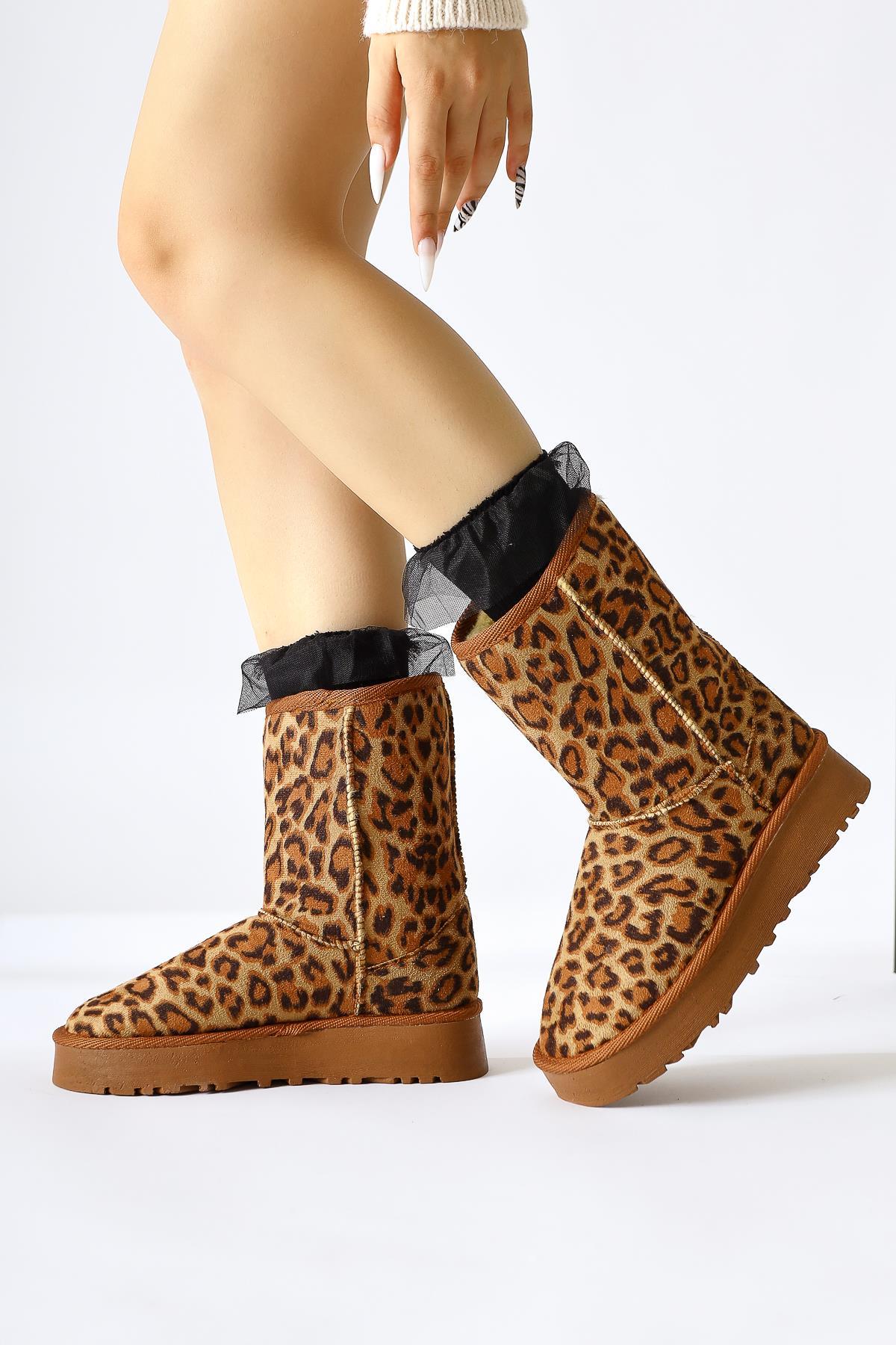 Lena-Birgitta – Leopard Print Suede Fur-Lined Pull-On Boot (Women)