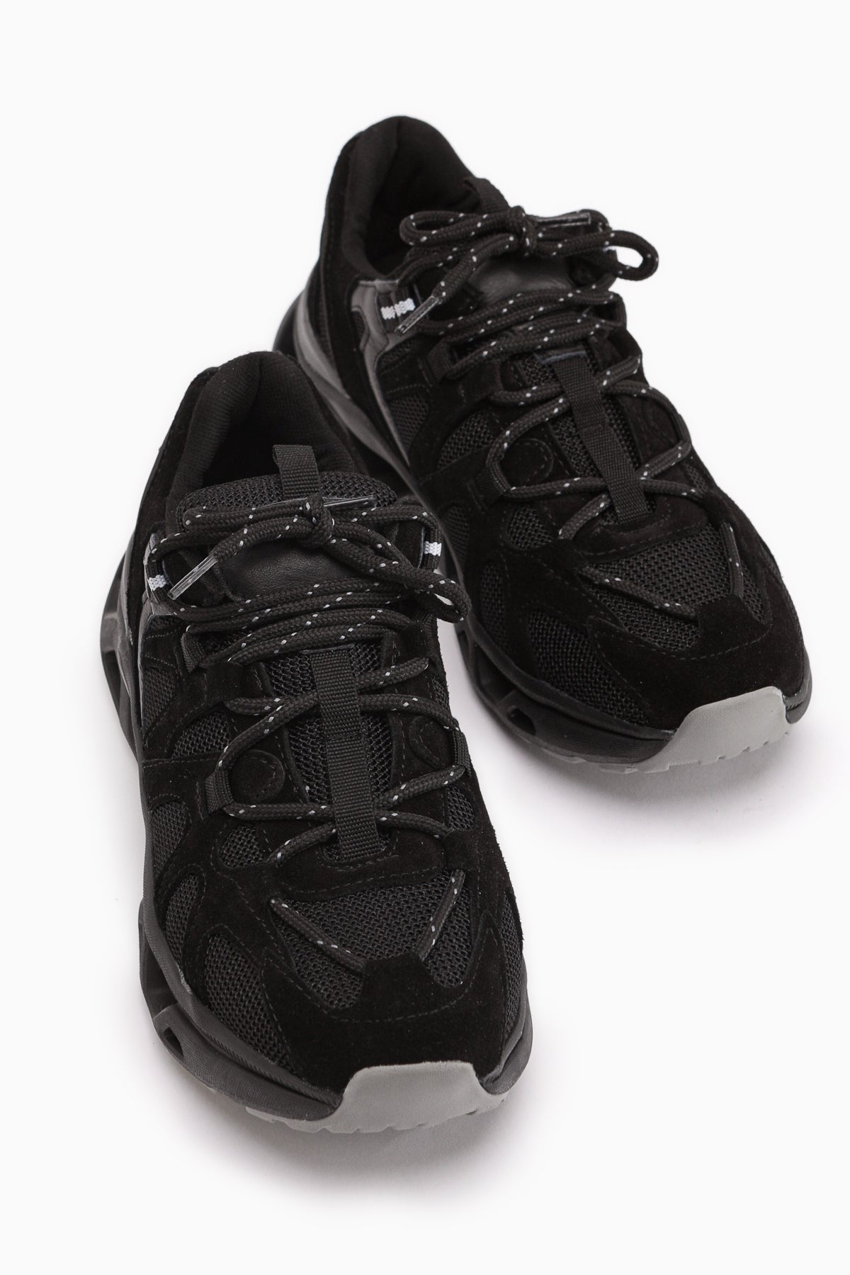 Raisa Genuine Leather Black Suede Mesh Detailed Women’s Sneakers