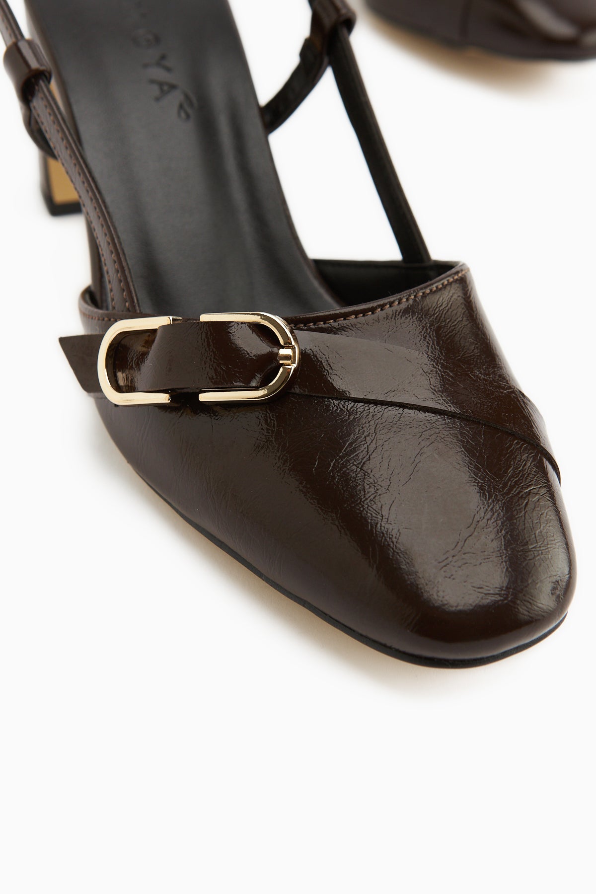Judy Brown Metal Buckle Square Toe Women’s Heeled Shoes