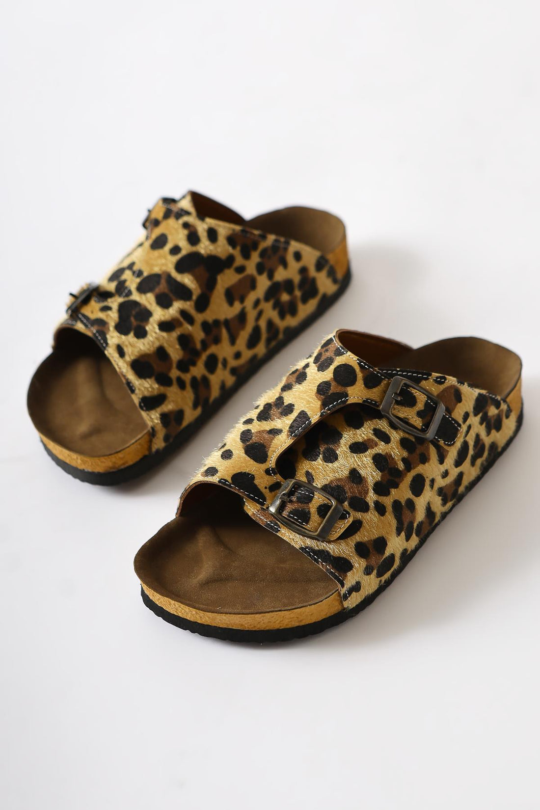 Christella - Leopard Suede Double-Buckle-Detail Slide (Women)