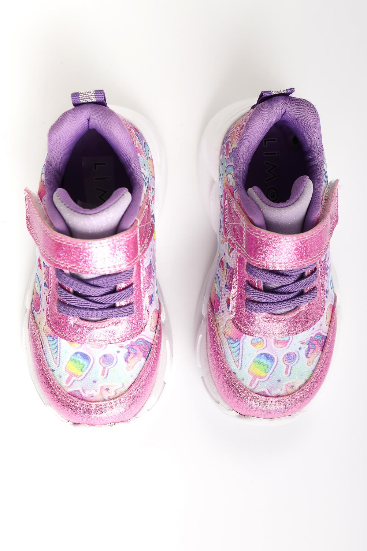 Donika Pink Striped Character Print Glittery Light-Up Baby Athletic Shoes