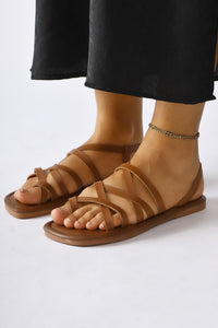 Taba Genuine Leather White Cross-Strap Sandal
