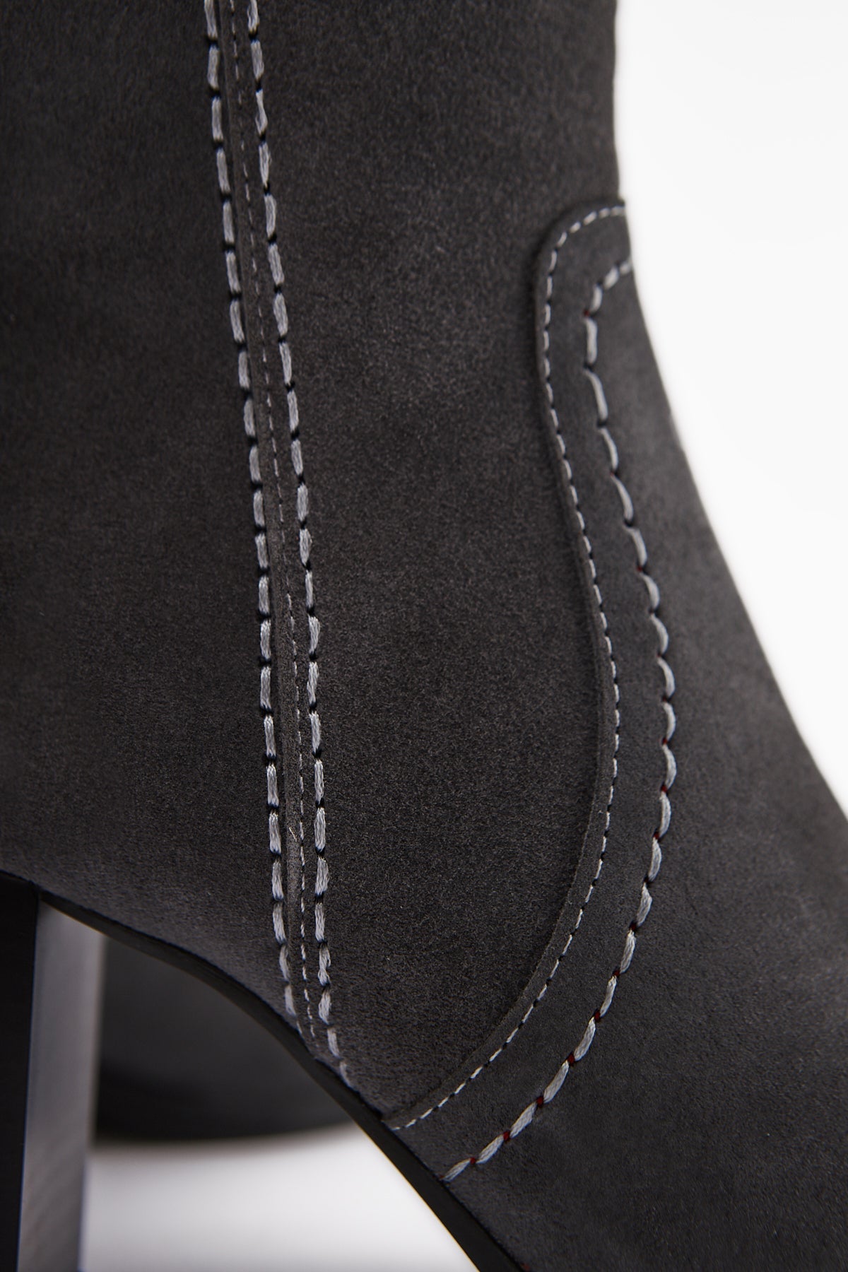 Aleen Genuine Grey Suede Heeled Women's Boots