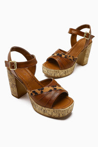 Farah Taba Platform Wedge Sandals with Leopard Detail