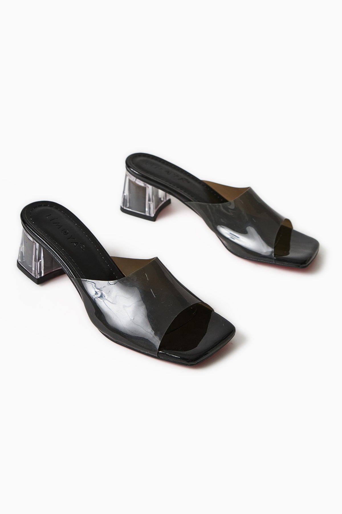 Persa – Black Transparent-Strap Transparent-Heel Slide (Women)