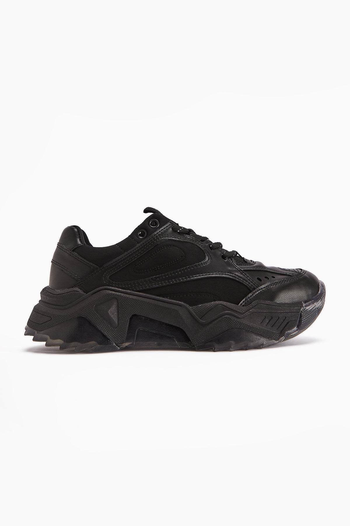 Erla – Black Thick-Sole Lace-Up Sneaker (Women)
