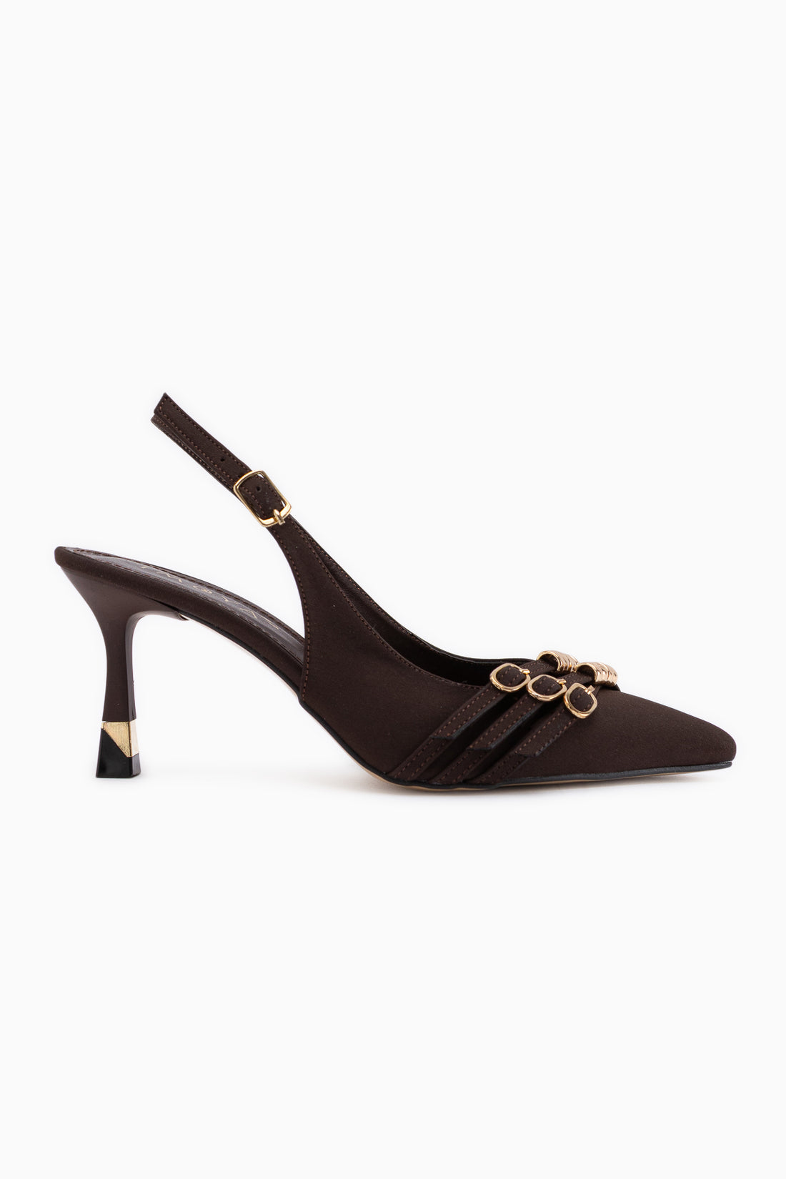 Rosy Brown Buckled Women’s Heeled Shoes