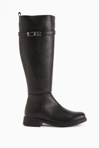 Kanako Black Accessorized Zippered Short Heeled Boots