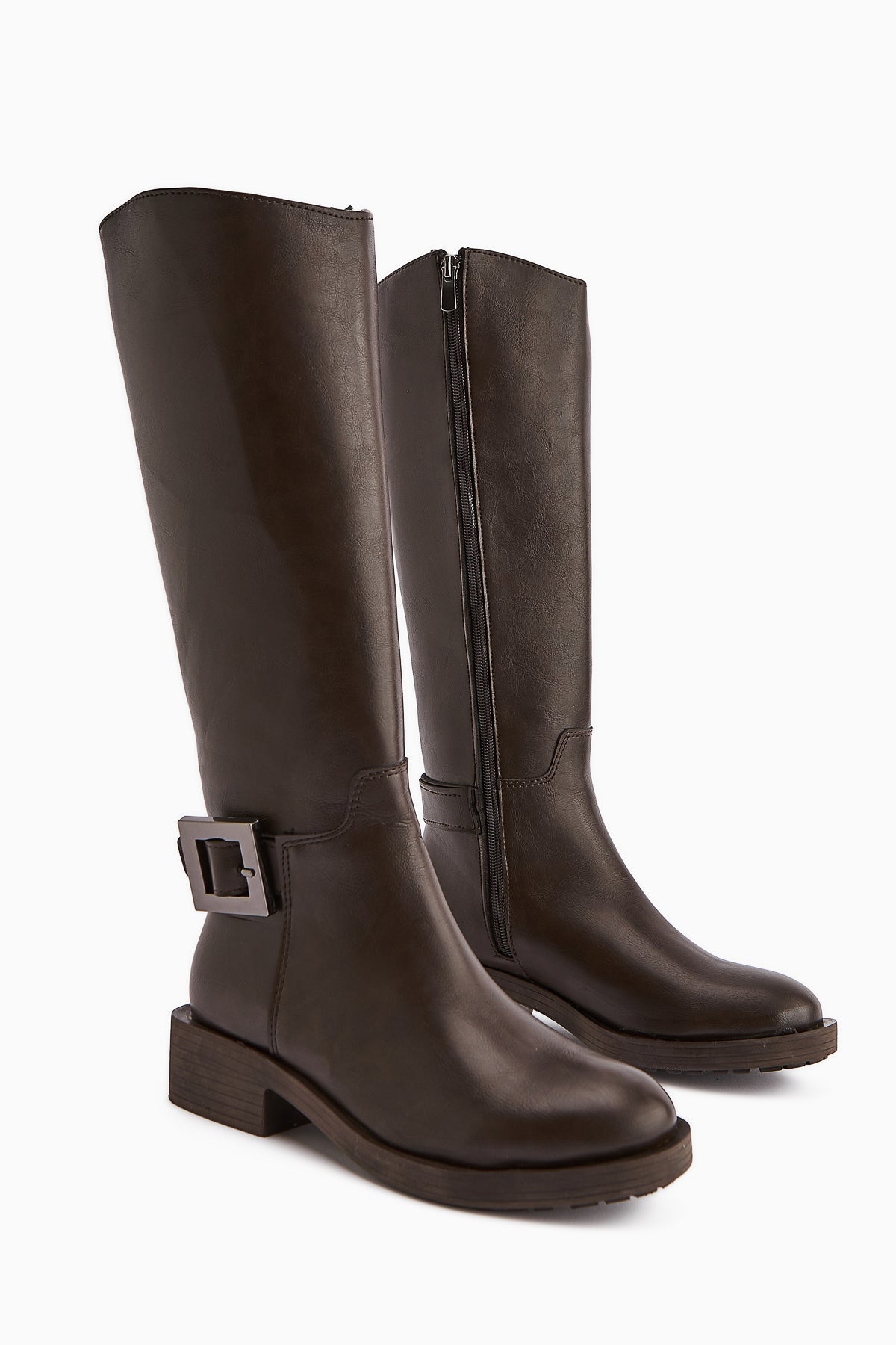 Becky Brown Buckled High Platform Women's Boot