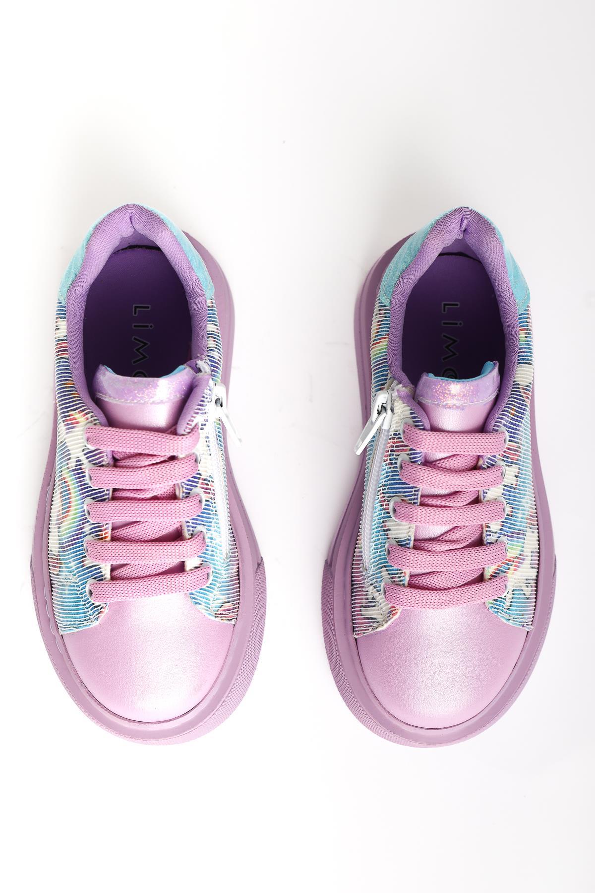 Kenia Lilac Unicorn Printed Kids' Athletic Shoes