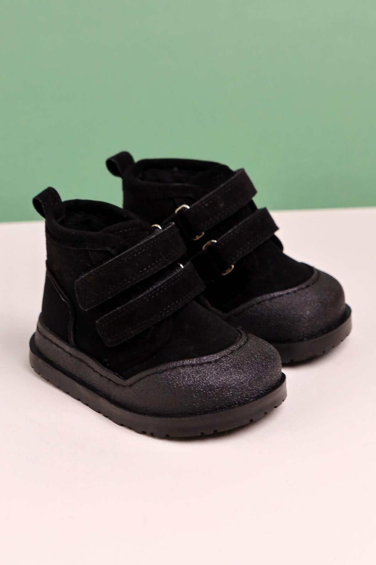 Heddy Black Suede Velcro Baby Boots