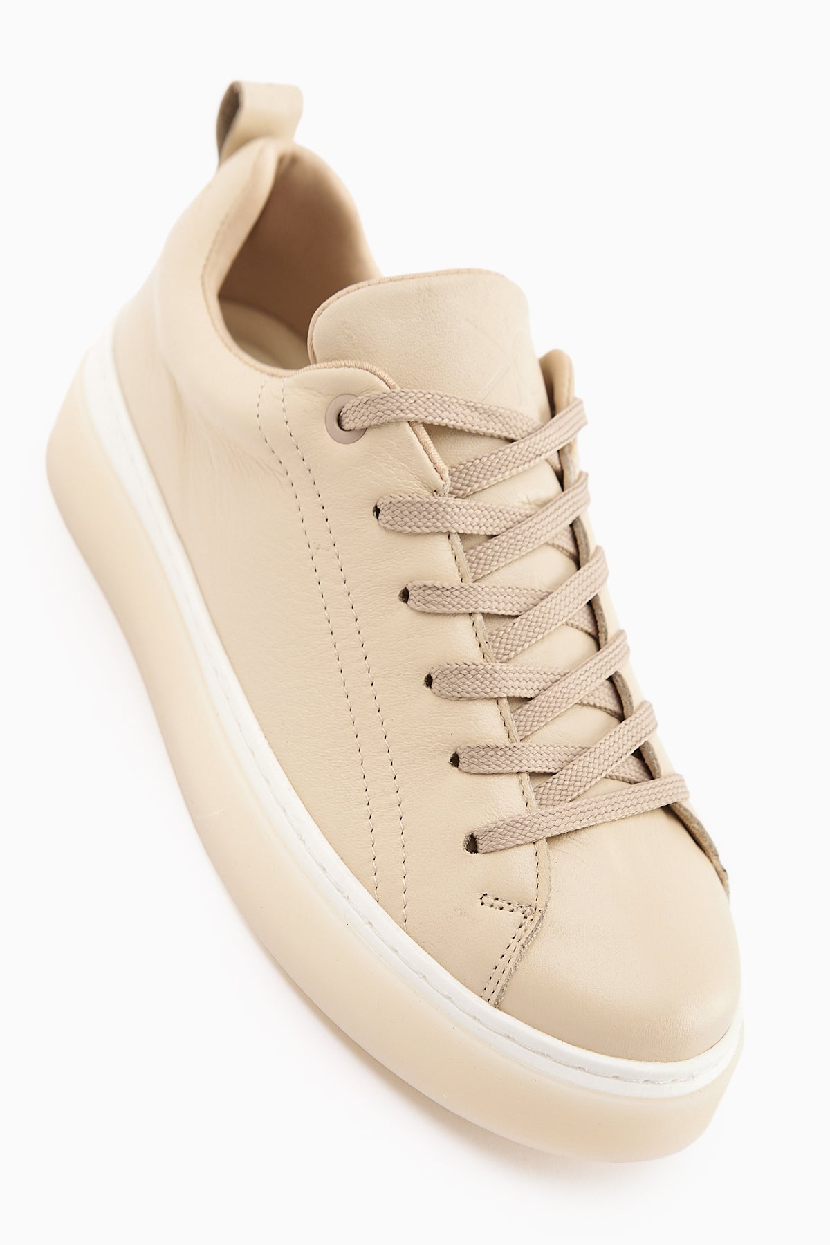 Lina Women's Genuine Leather Beige Sneakers