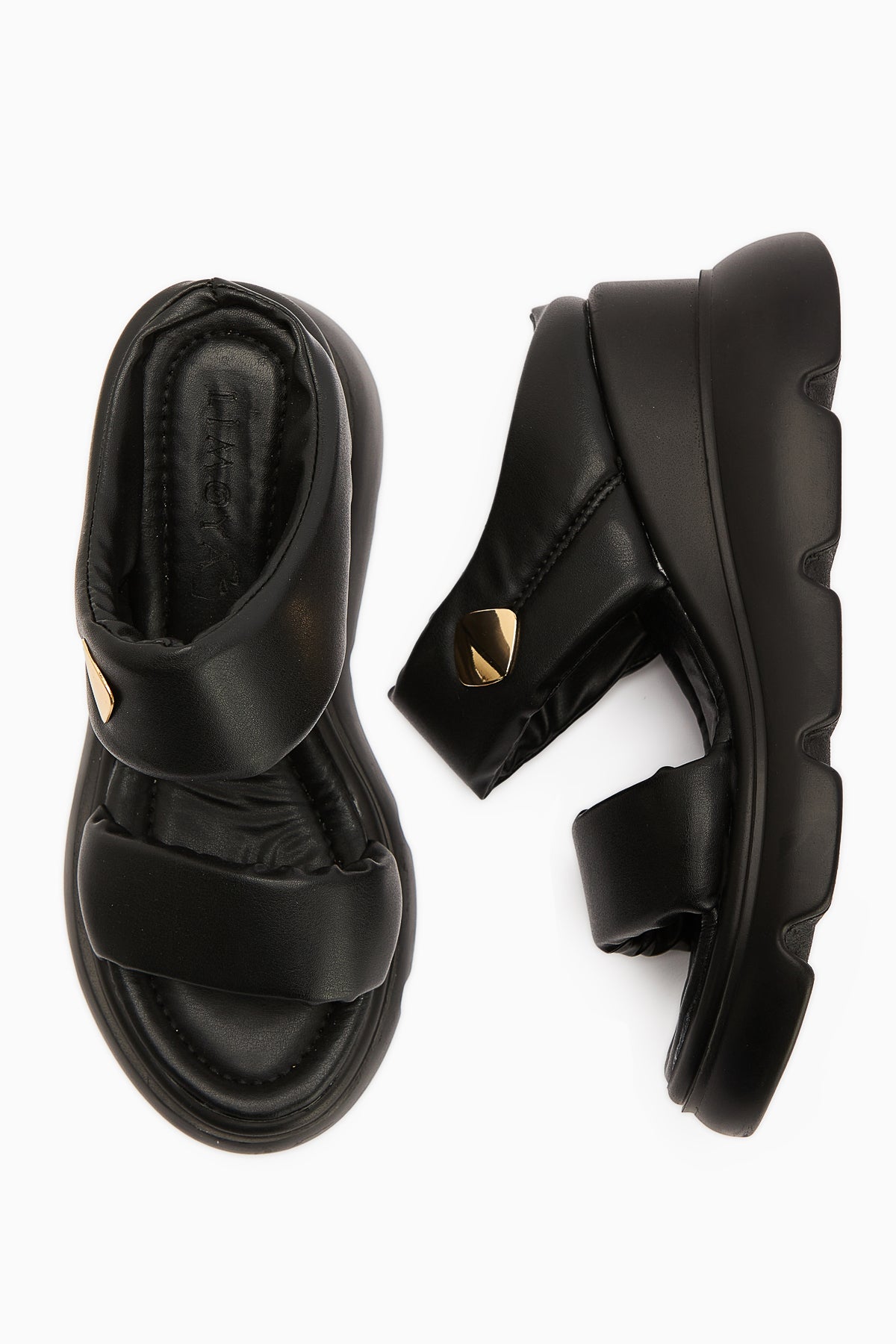 Susi – Black High-Heeled Puffy Slide (Women)