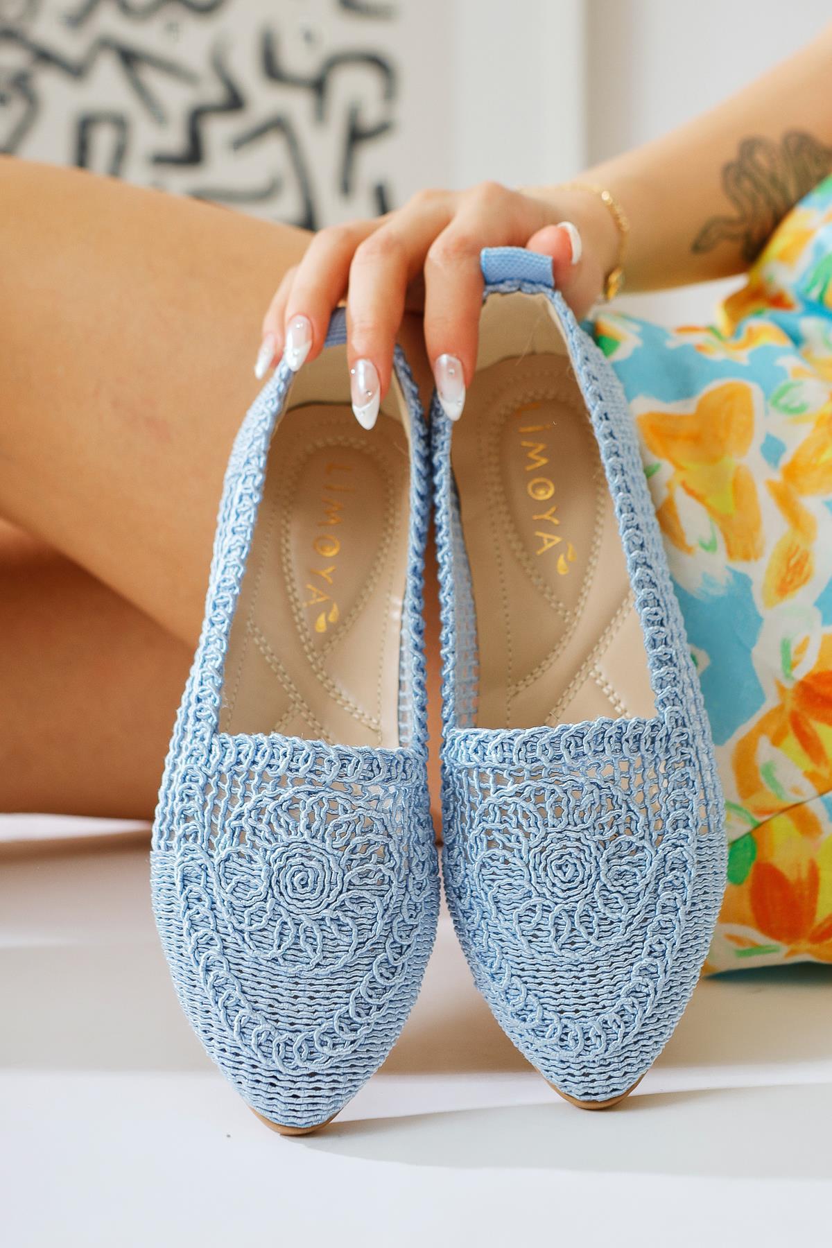 Joka Blue Knitted Ballet Flat