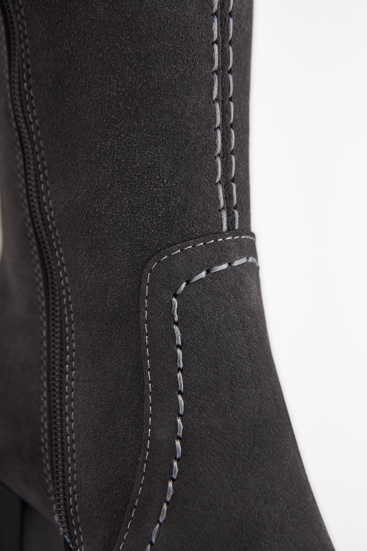 Aleen Genuine Grey Suede Heeled Women's Boots