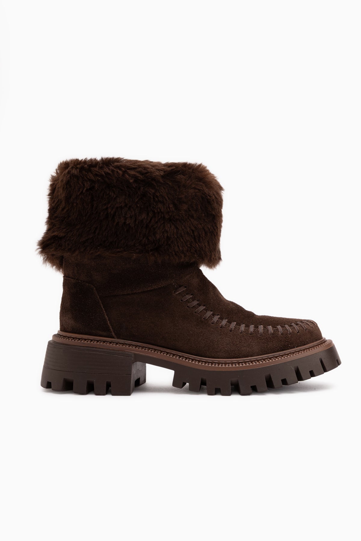 Avril Genuine Leather Brown Suede Fur Women’s Long Boots
