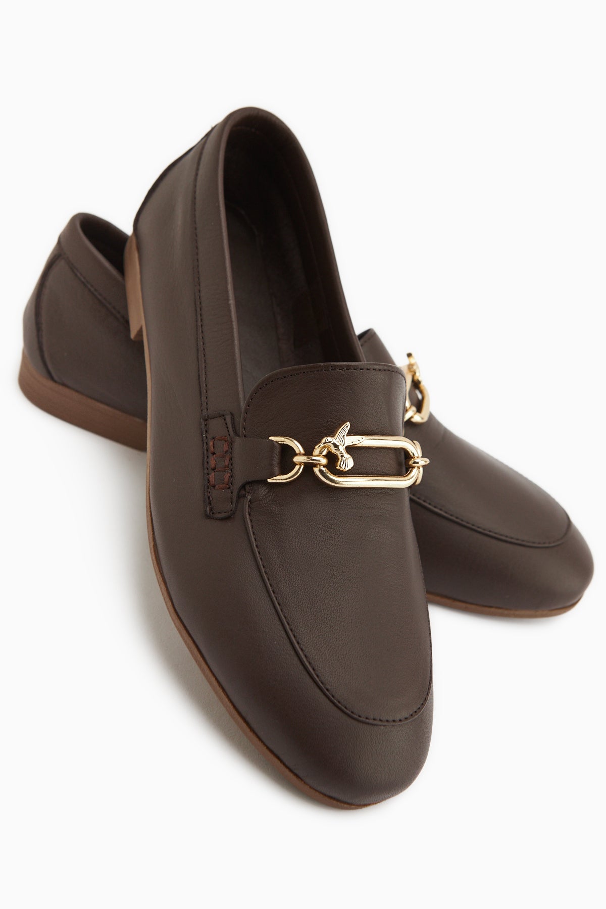 Alessa Genuine Leather Brown Buckled Women’s Loafer Casual Moccasin Shoes