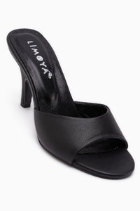 Marcia Genuine Leather Black Heeled Women’s Slippers