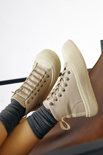 Celinn – Beige Elastic Lace-Up Sport Boot (Women)