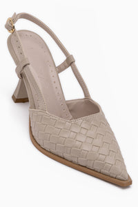 Neila Beige Woven Patterned Women’s Heeled Shoes