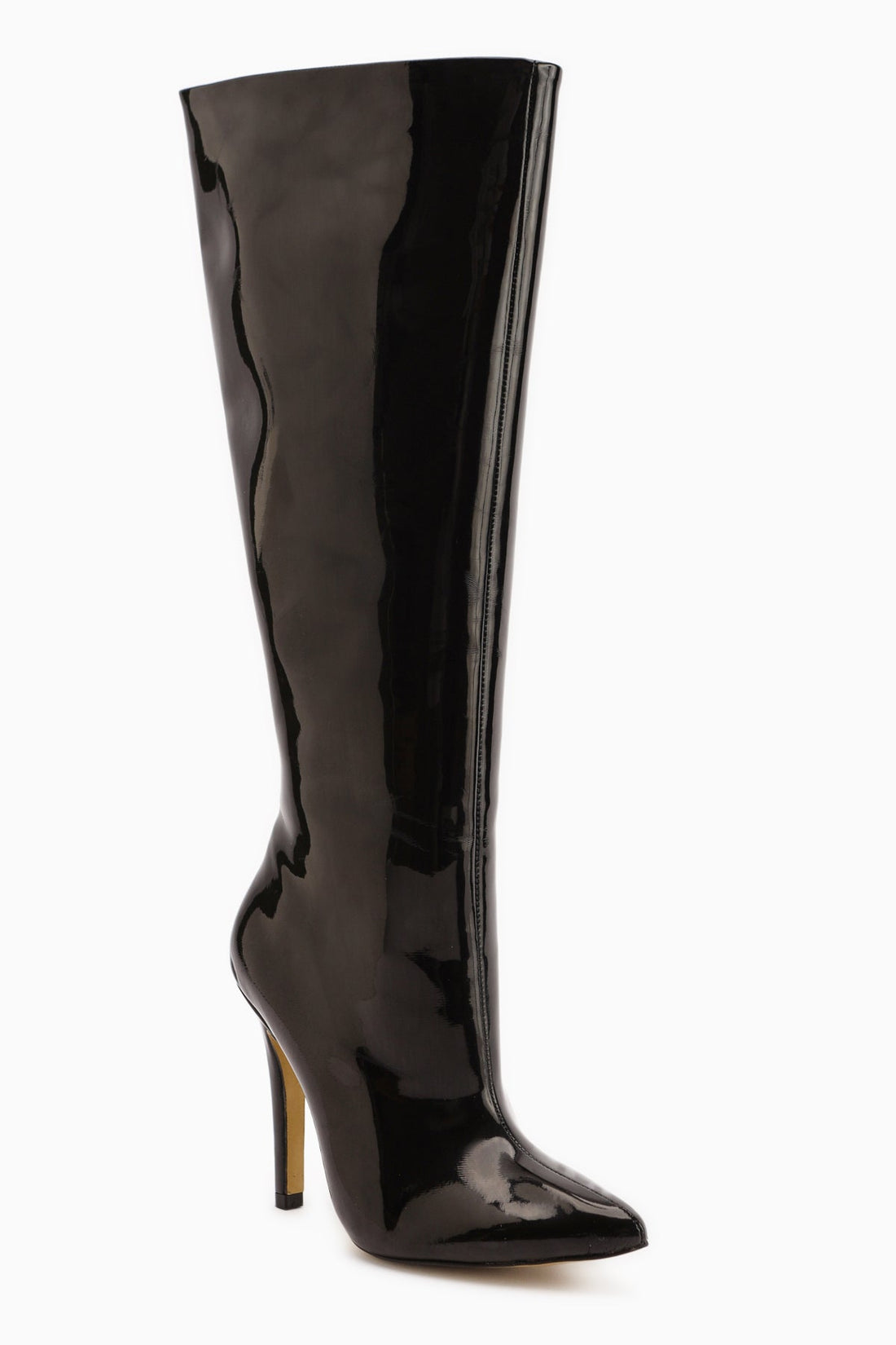 Sonita Black Patent Leather Slim Heel Women's Boot