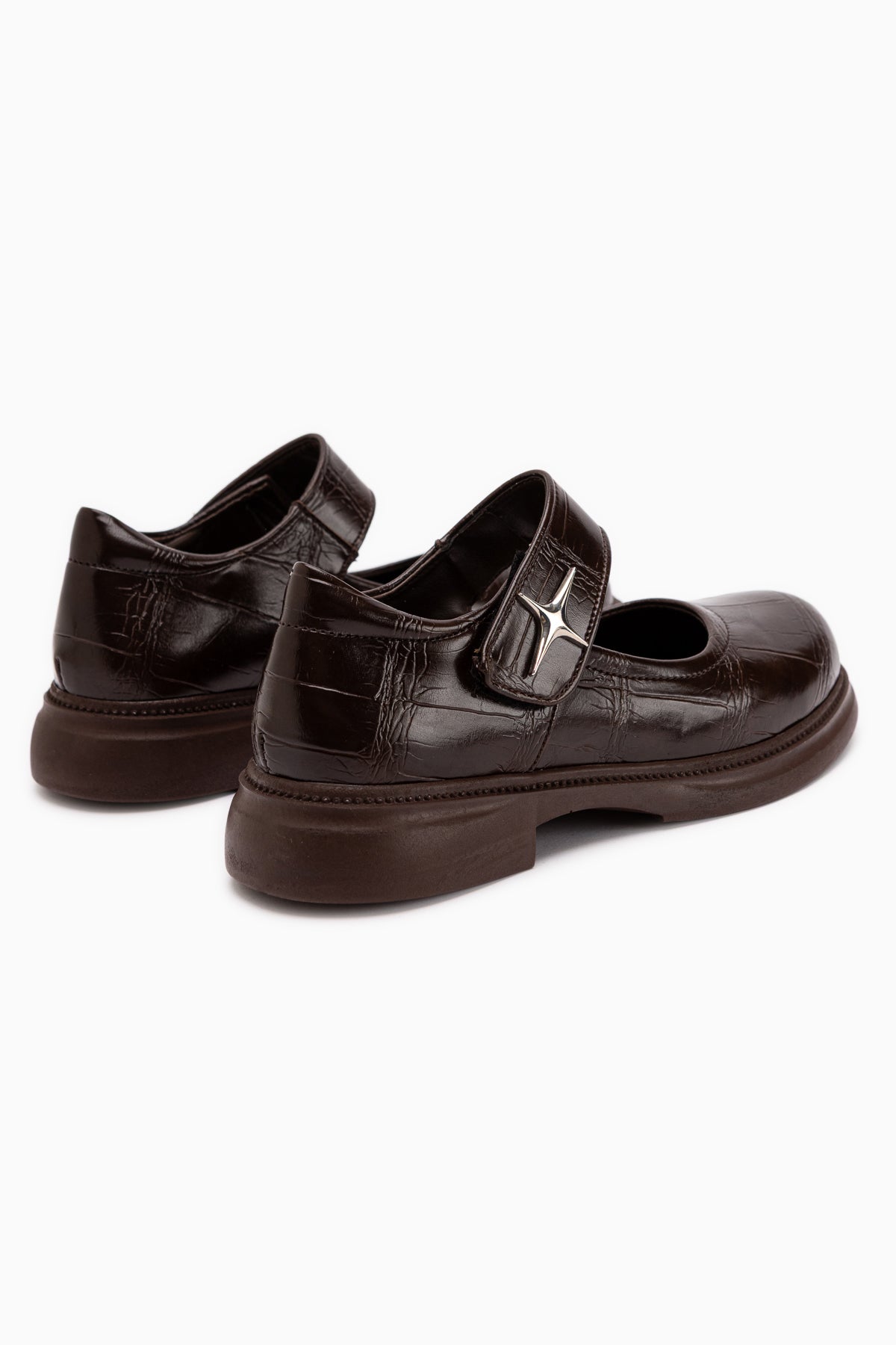 Rozalin Brown Strap Thick Sole Women’s Mary Jane Ballet Flats