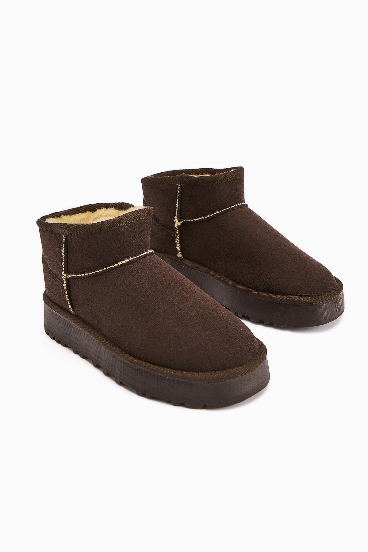 Lilly-Anne – Brown Suede Vegan Material, Vegan Fur-Lined Ankle Boot (Women)