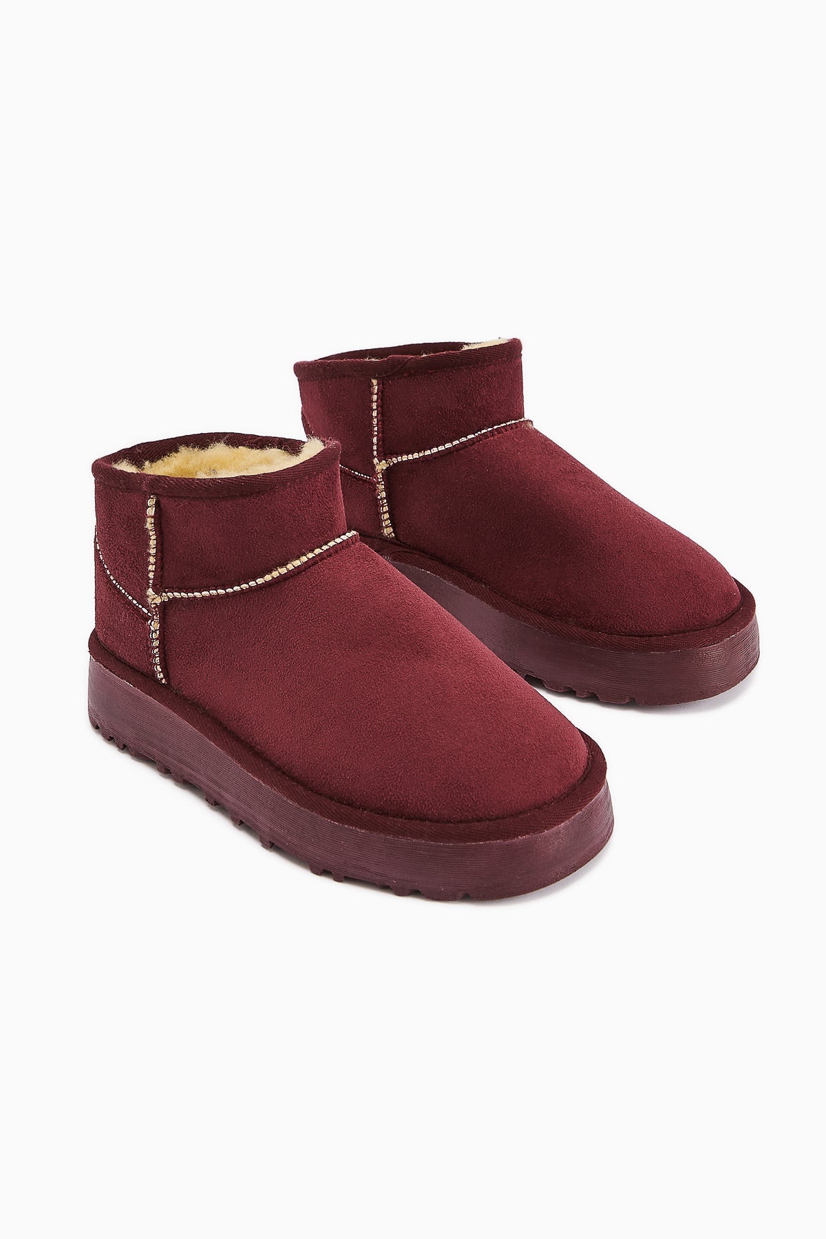 Lilly-Anne – Burgundy Suede Vegan Fur-Lined Ankle Boot (Women)