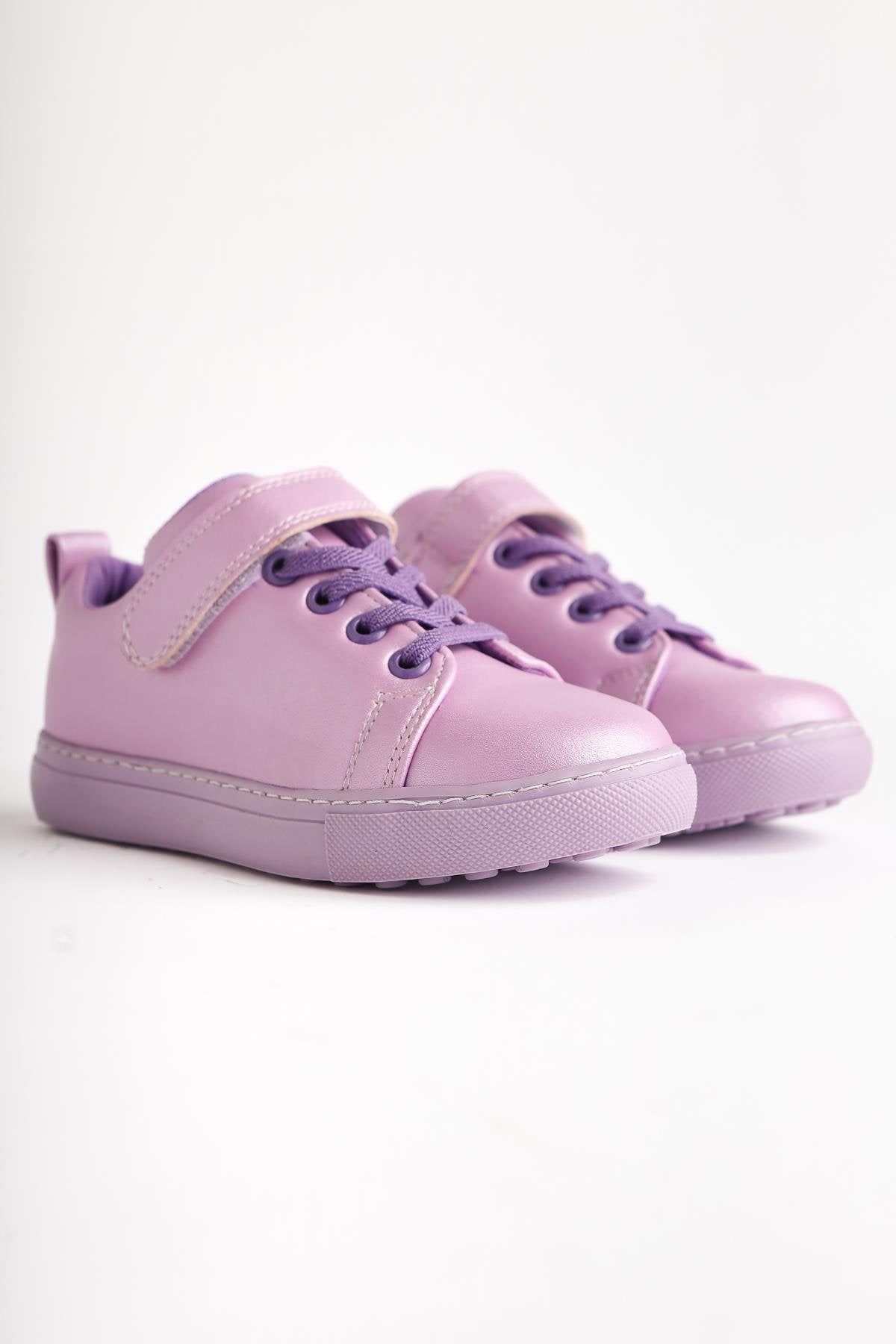 Hori Lilac Lace-Up Sneakers with Velcro Detail for Kids