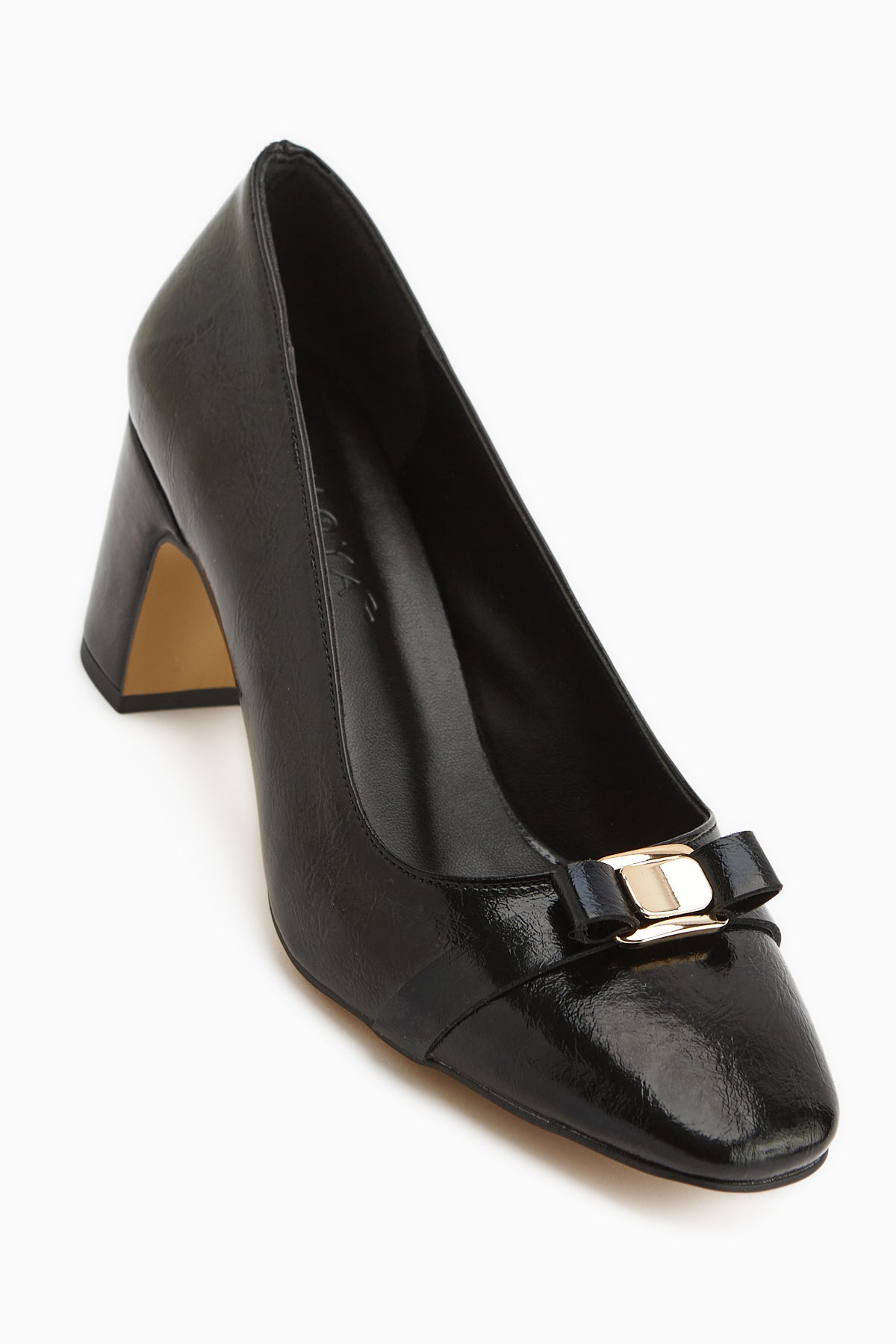 Lois Black Buckled Square Toe Women’s Heeled Shoes