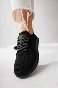 Melisia Black Stone-Detailed Knit Sneakers
