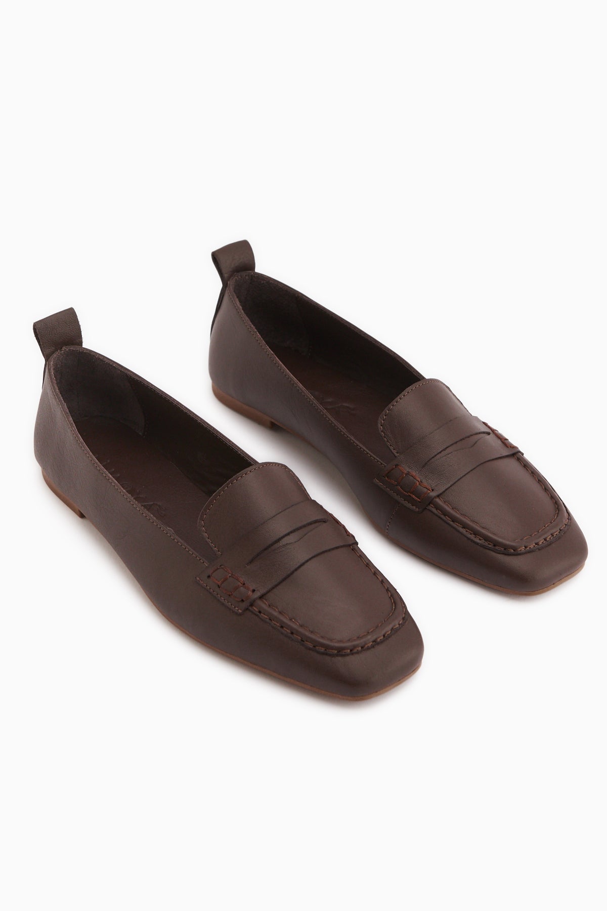 Genuine Leather Novin Brown Square Toe Women’s Ballet Flats