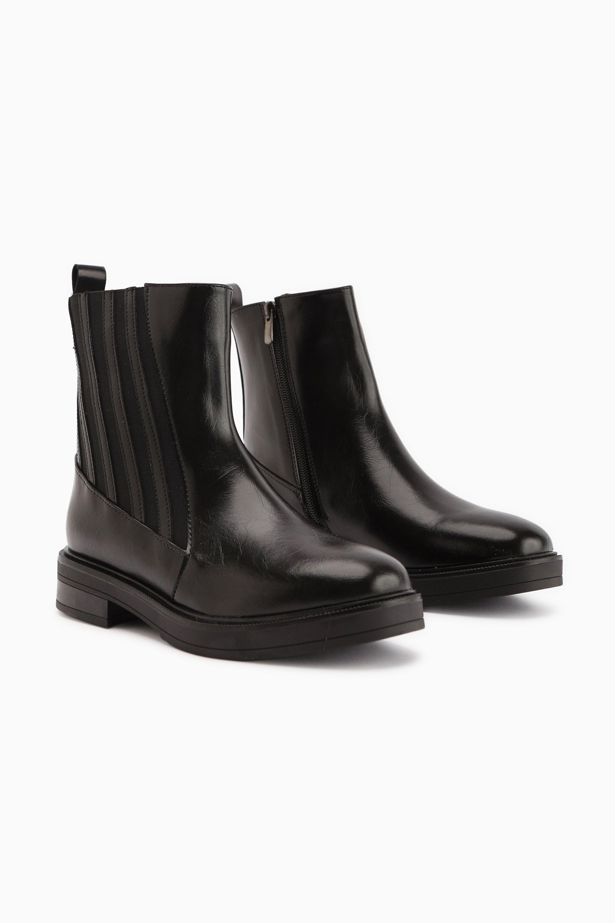 Lena Black Elastic Detailed Women's Boot