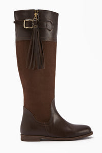 Galia Brown Suede Buckled Women's Boot