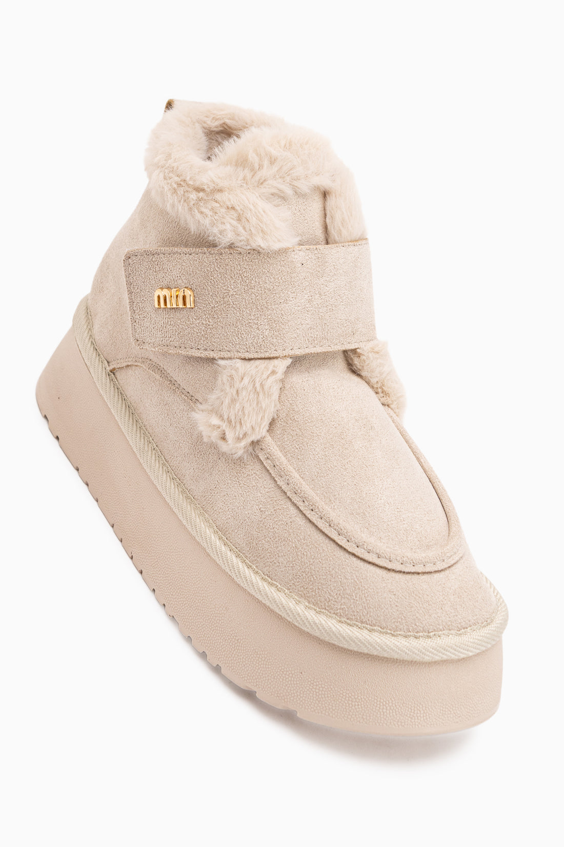 Celia Beige Suede Fur Thick Sole Women’s Boots