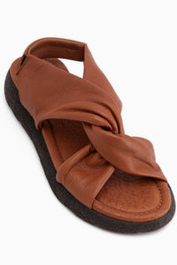 Jennie Genuine Leather Tan Cross Strap Women’s Sandal