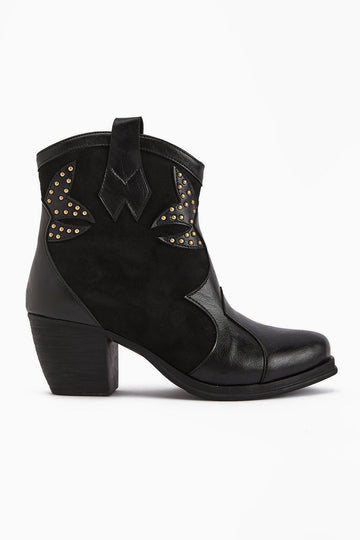 Lowis Black Buckled Women's Cowboy Western Boot