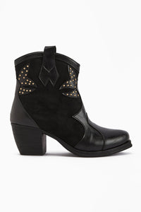 Lowis Black Buckled Women's Cowboy Western Boot