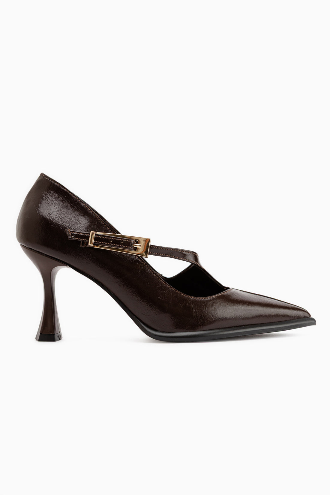 Sonja Brown Buckled Women’s Heeled Shoes