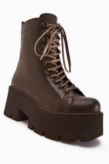 Brit – Brown Platform Combat Boot (Women)