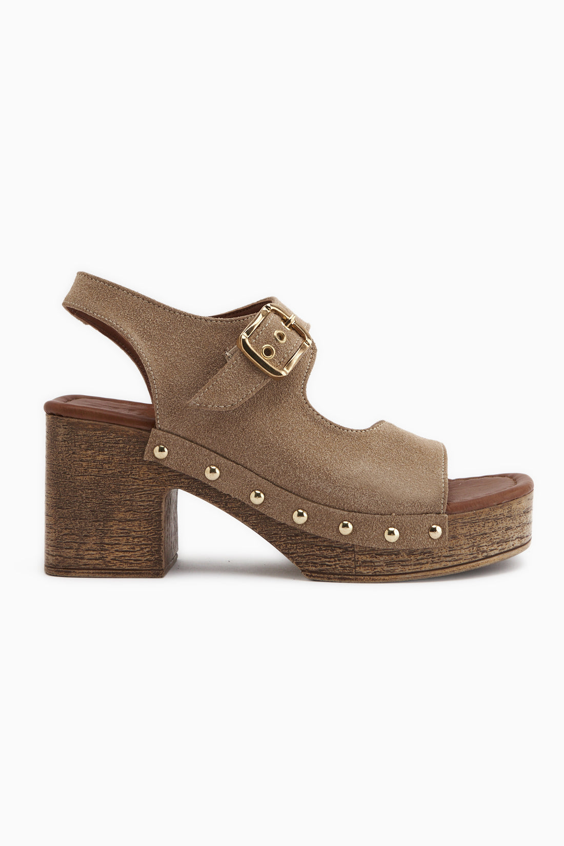 Cleo Beige Suede Belted Platform Heeled Women’s Sandal