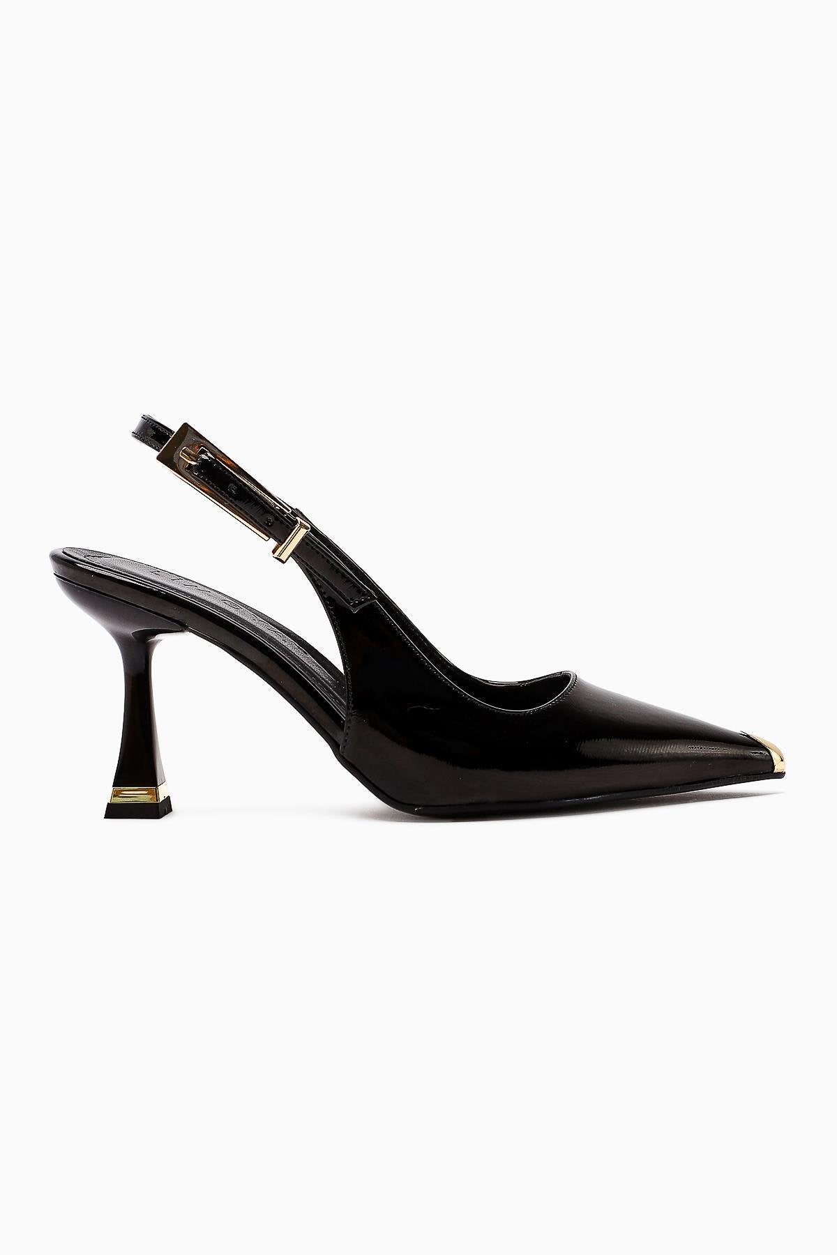 Viona Black Patent Closed Toe Women’s Heeled Shoes