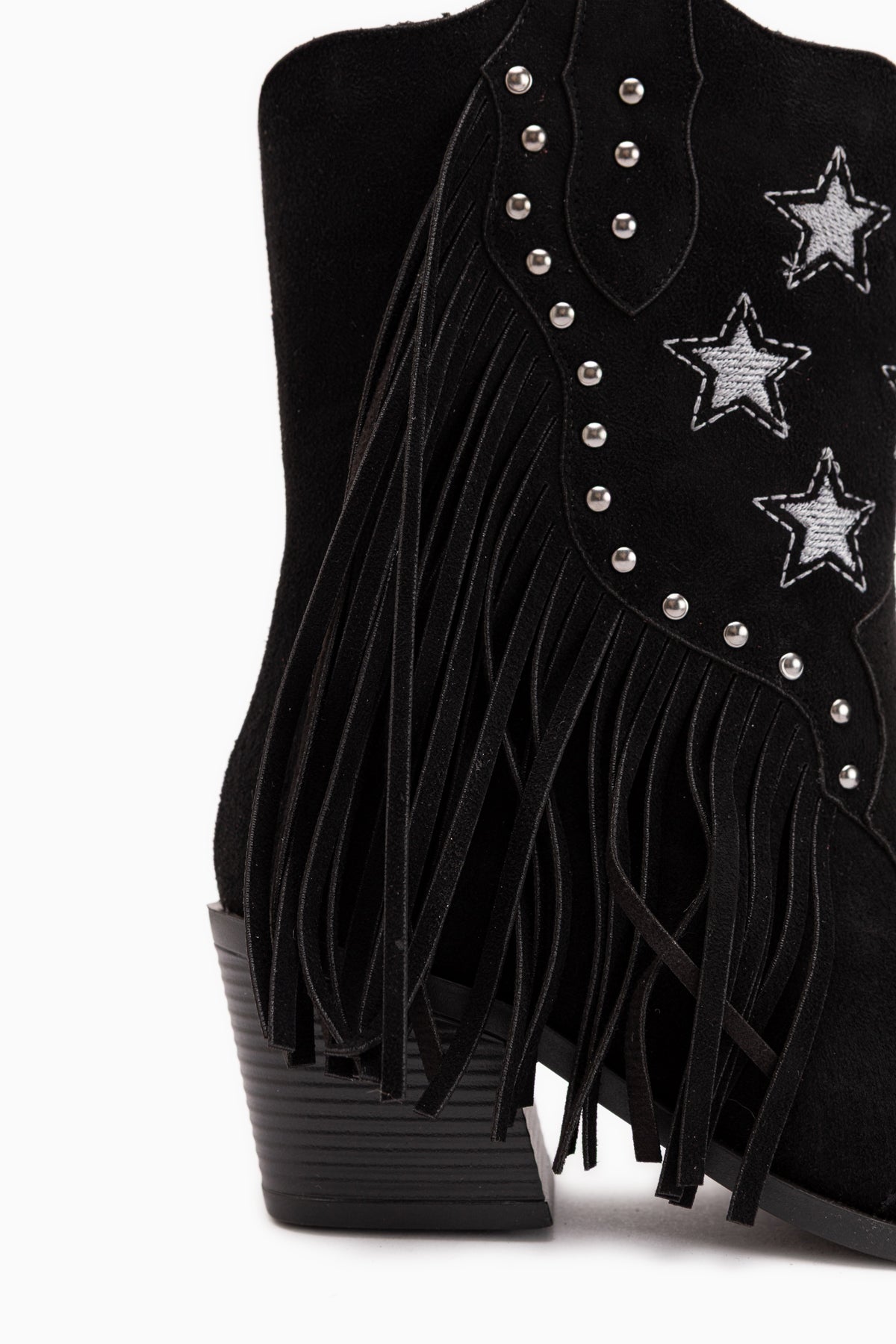 Valeria Black Suede Fringed Star Detailed Women’s Boots