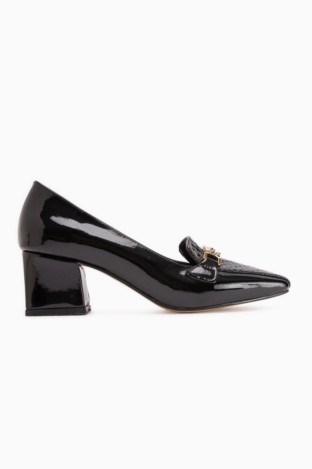 Marjan Black Patent Buckled Women’s Heeled Shoes