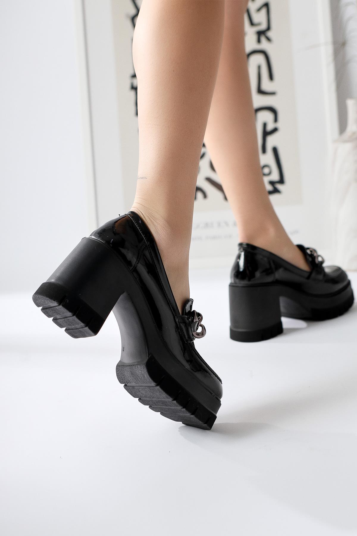 Chanpen Black Platform Casual Shoe with Buckle Detail