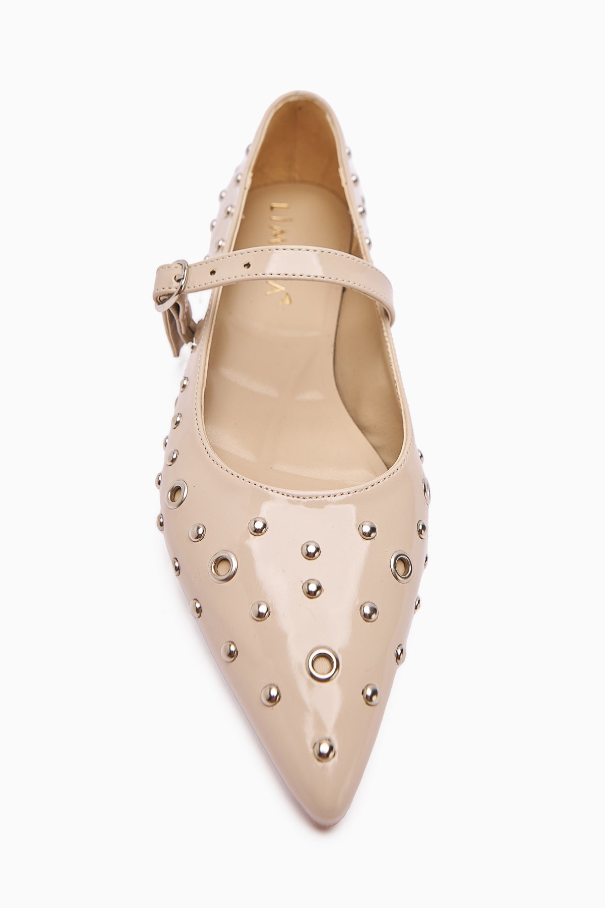 Ninna Beige Patent Pointed Toe Women's Ballet Flat