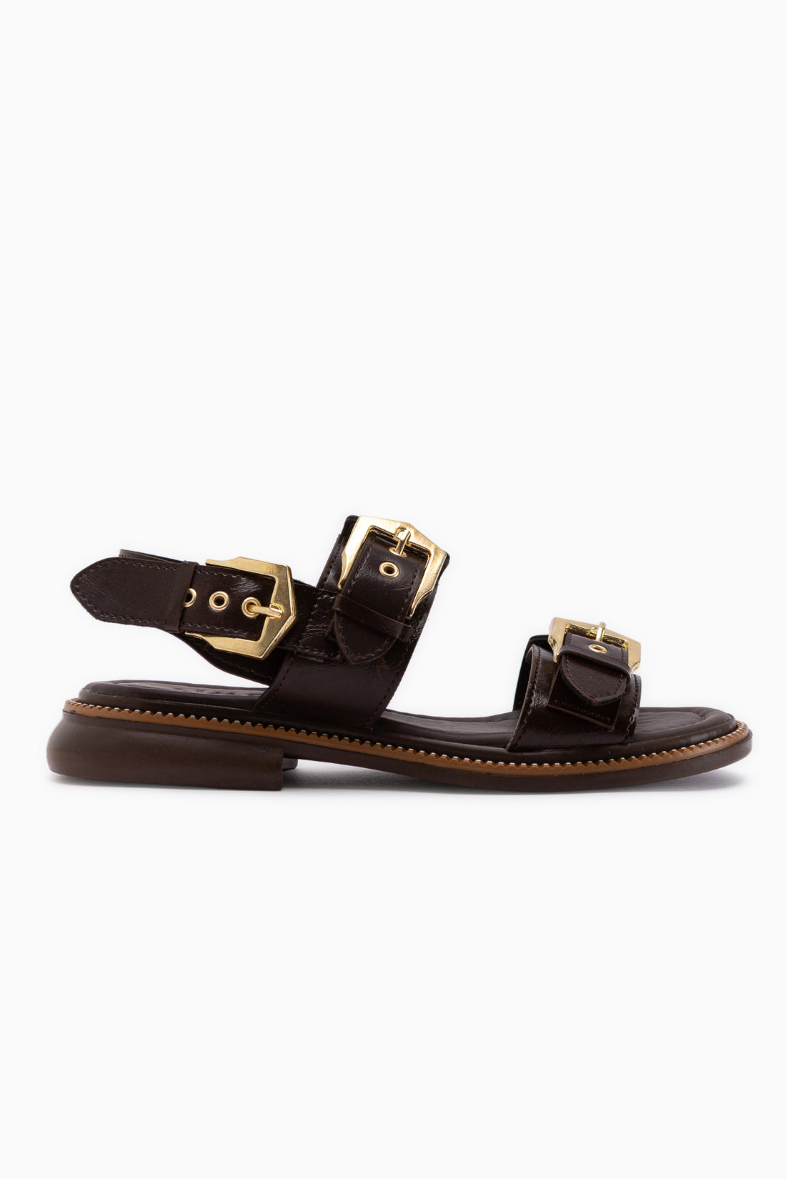 Liena Brown Double Buckle Women’s Sandal