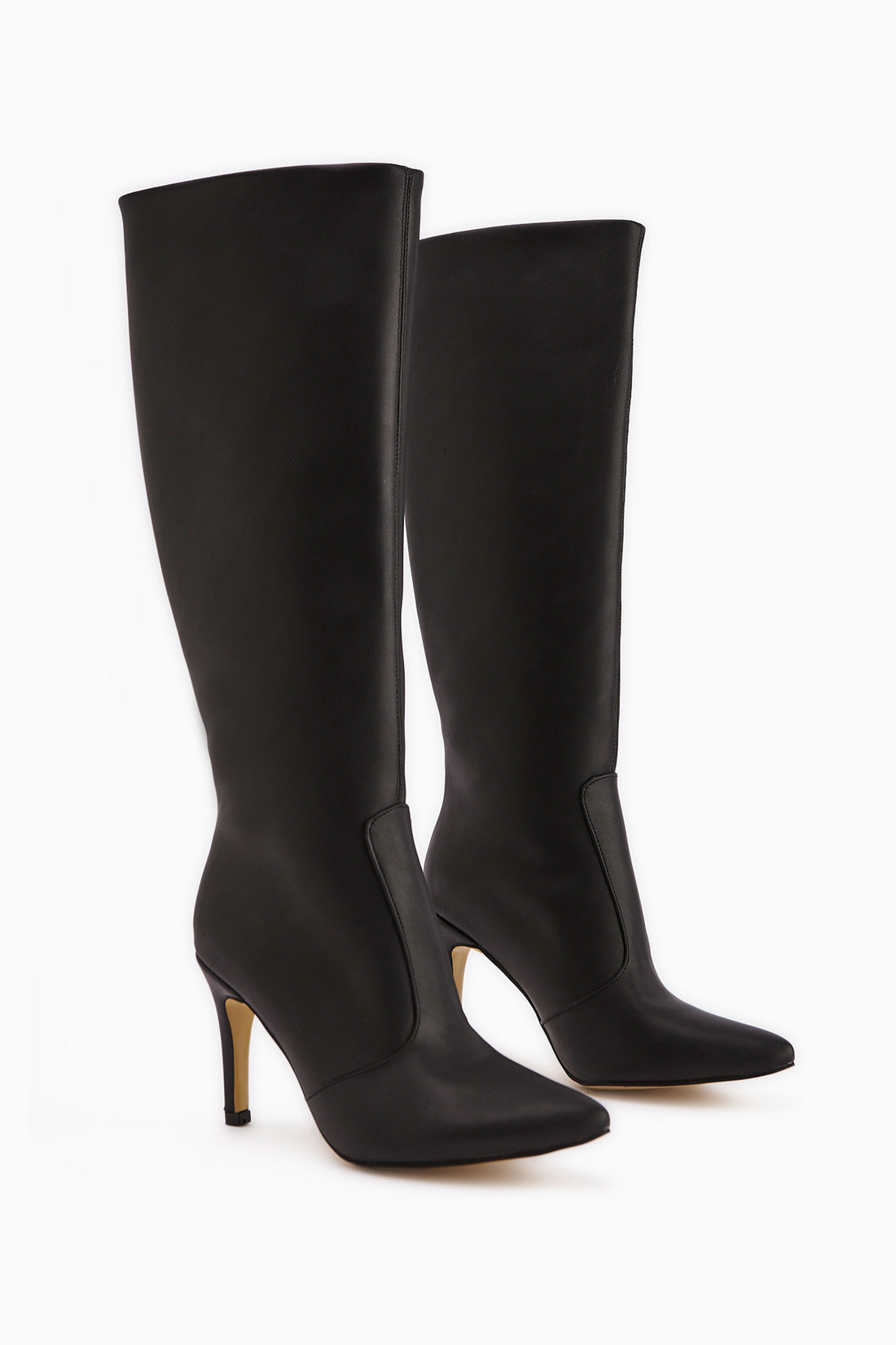Lucine Black Pointed Toe Slim Heeled Boots