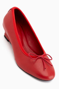 Arisa Genuine Leather Red Wedge Heels Women’s Shoes
